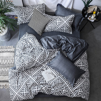 Geometric Ramie Duvet Cover Set – 3-Piece Antibacterial Bedding
