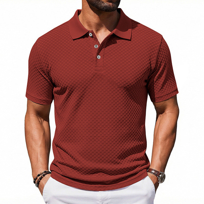 Men's Plaid Collared Polo Shirt | Breathable Short Sleeve