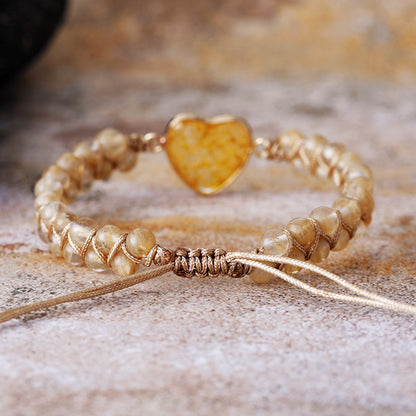 Natural Stone Teardrop Wrap Bracelet | Hand-Woven Adjustable Lapis Lazuli Bracelet