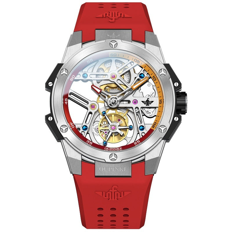 Men's Mechanical Flywheel Watch | Open-Heart Dial | Silicone Strap