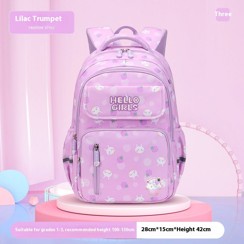Kids' Rabbit Cartoon School Backpack – Spine Protection & Waterproof, Ages 6–12