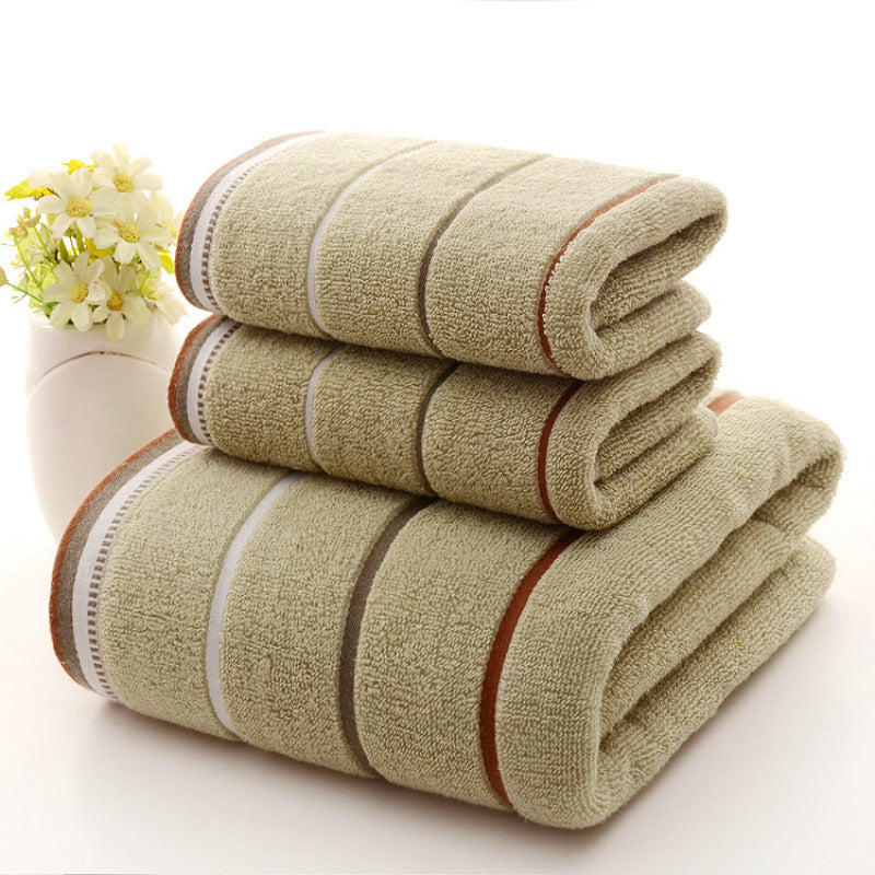 Embroidered Cotton Hotel Towel Set | 3-Piece Jacquard Bath & Hand Towels