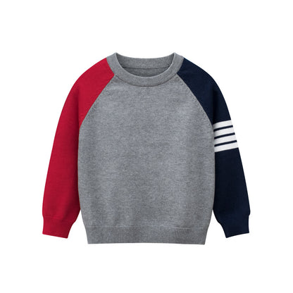 Boys Cotton Colour Block Pullover Sweatshirt