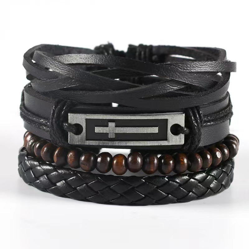 Men's Vintage Leather Bracelet – Woven & Knitted Styles, 30 Designs