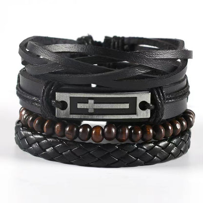 Men's Vintage Leather Bracelet – Woven & Knitted Styles, 30 Designs
