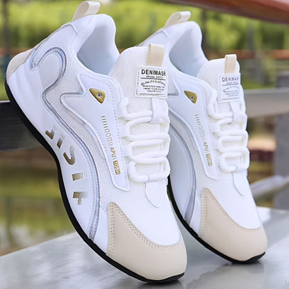 Men's Colourblock Low-Top Dad Trainers - Lace-Up Breathable Running Sneakers