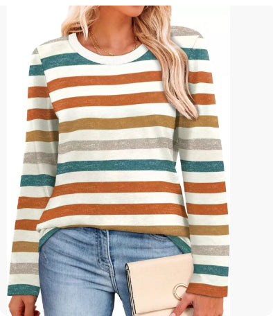 Women's Striped Colour Block Pullover Sweatshirt | S-2XL | 9 Colours