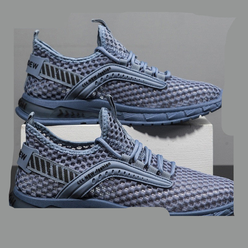 Breathable Mesh Low-Top Sports Casual Trainers - Lace-Up Rubber Sole