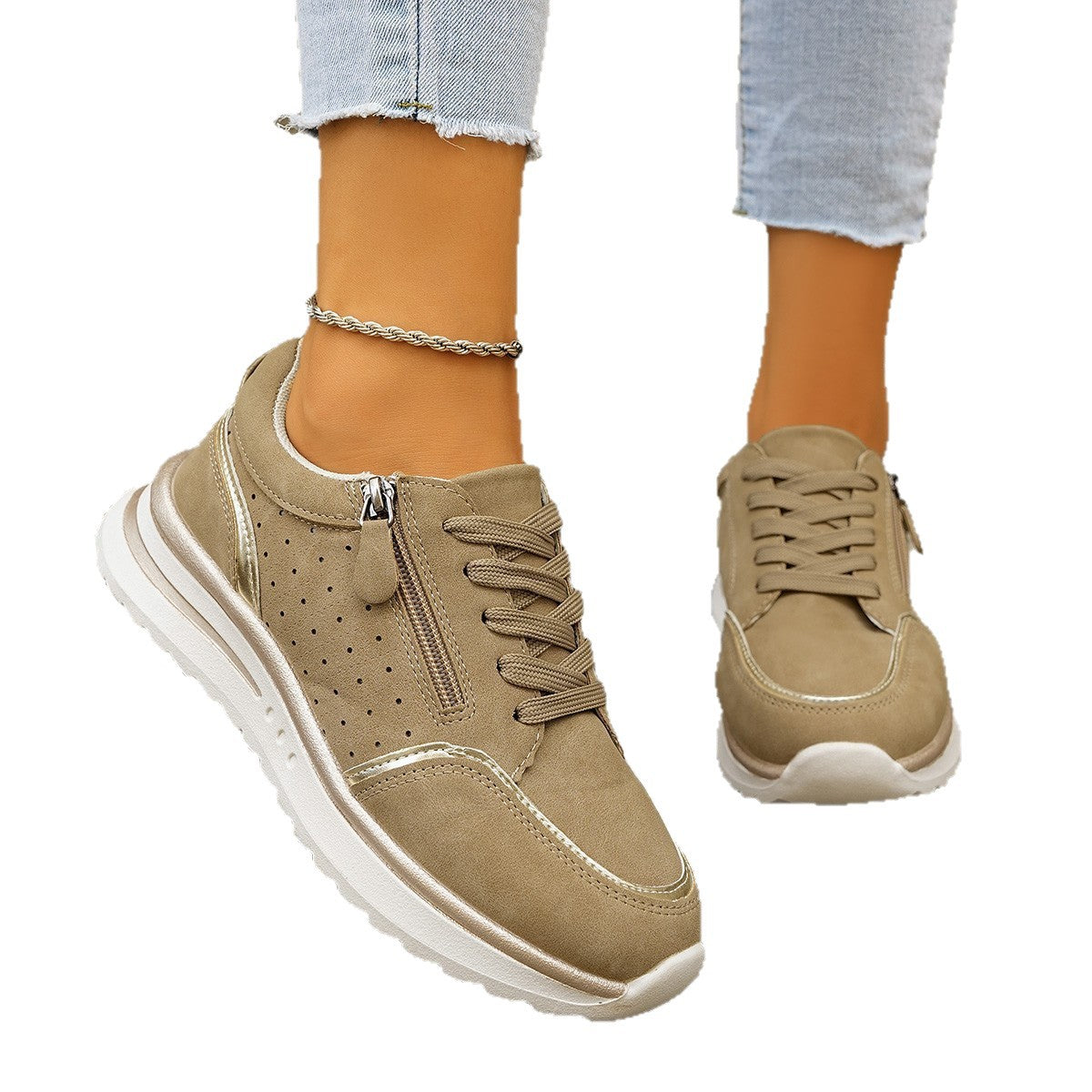 Women's Chunky-Heel Side-Zip Sneakers | EU 36-43