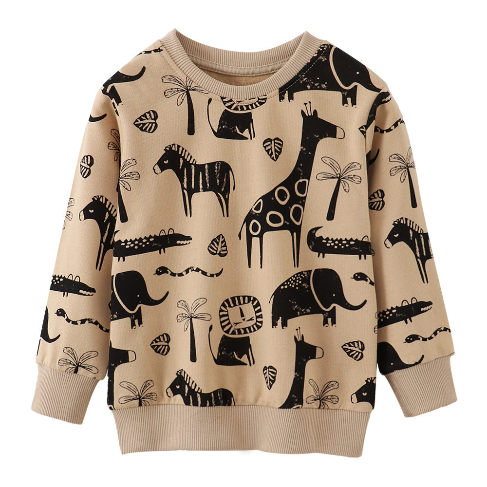 Boys' Cartoon Cotton Pullover Sweatshirt | Kids Autumn Winter Top