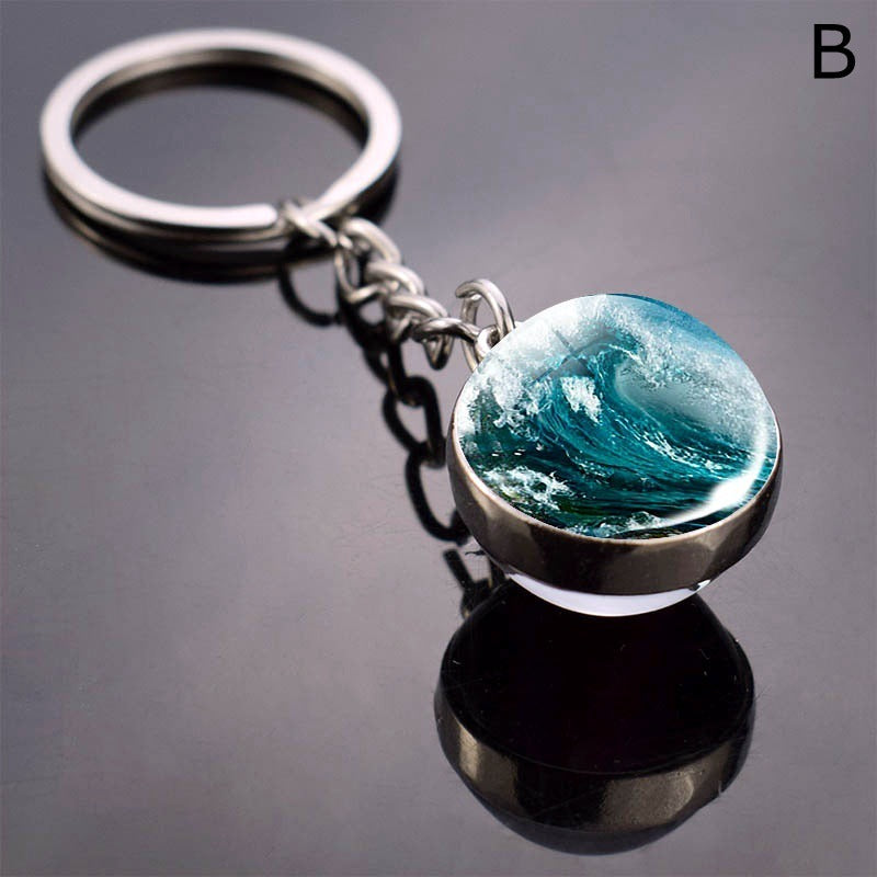 Double-Sided Glass Ball Keyring | Nature & Animal Designs