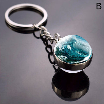 Double-Sided Glass Ball Keyring | Nature & Animal Designs