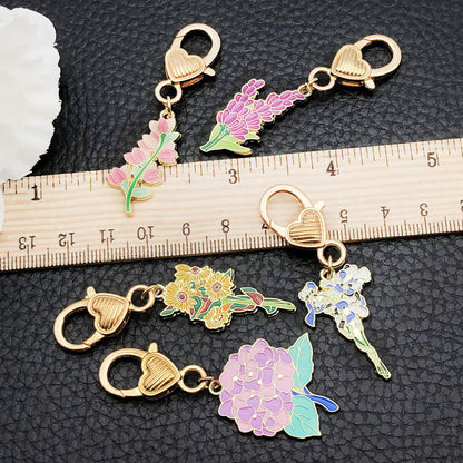 Oil Spot Glaze Flower Bouquet Keyring | Sunflower & Carnation