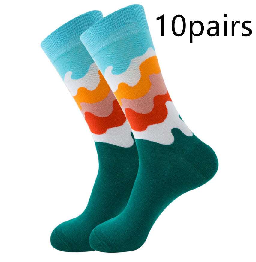 Unisex Striped Jacquard Cotton Socks EU 38-45 – 1, 5 & 10-Pair Packs