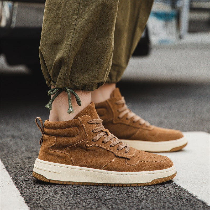 Men's Retro Cowhide Matte Leather Martin Boots | Mid-Top