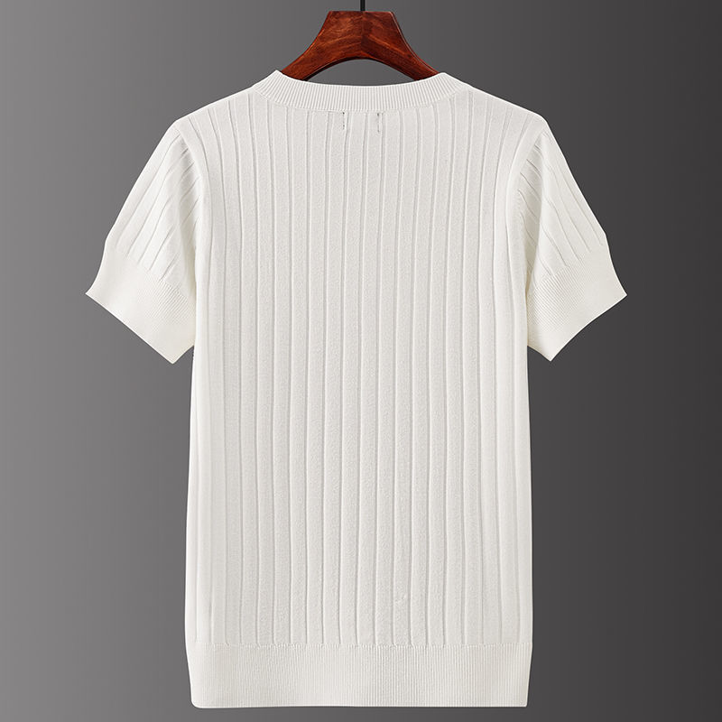 Men's Long Sleeve Basic Top – V-Neck & Crew Neck in White & Black