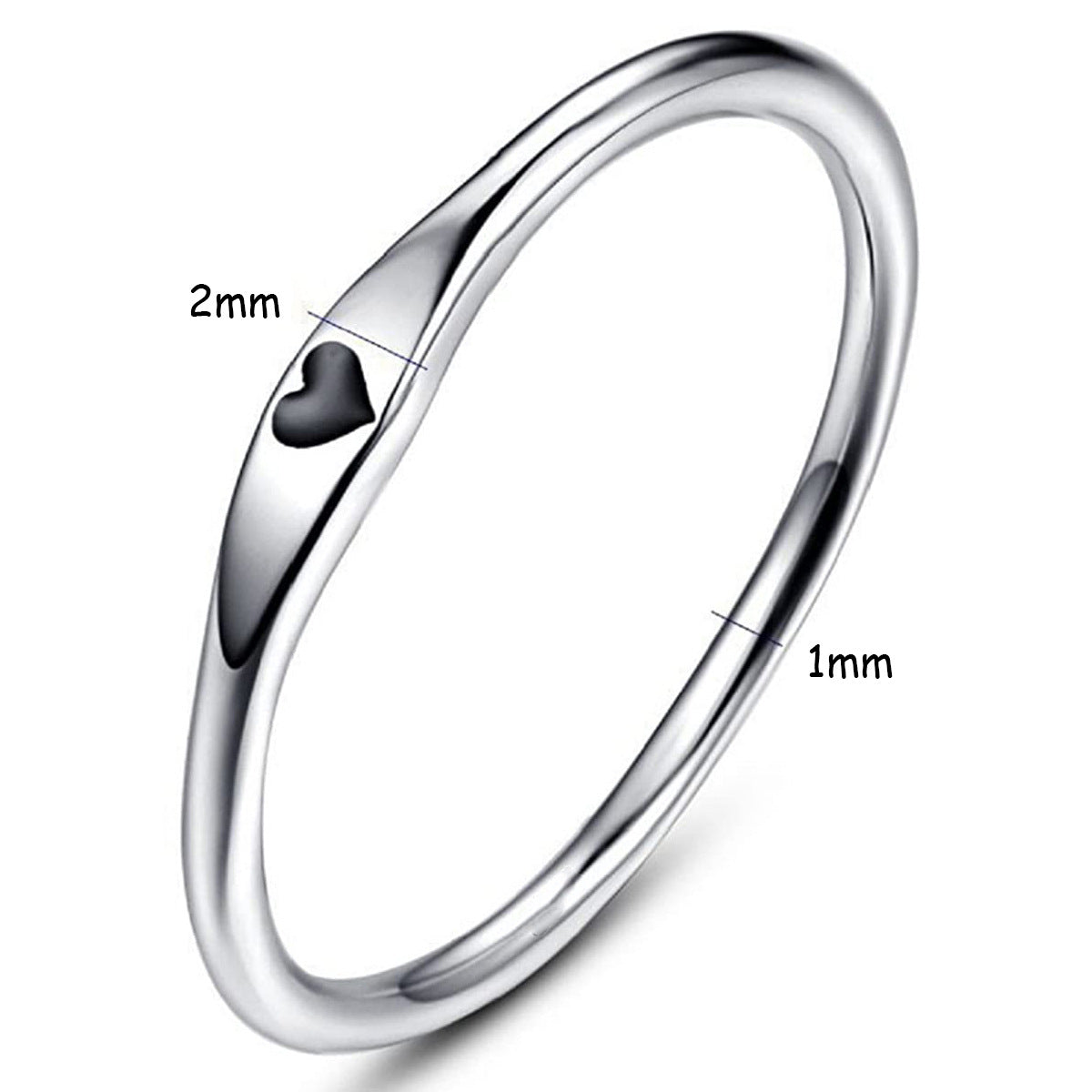 925 Sterling Silver Heart Ring | Minimalist Heart Band Ring for Women