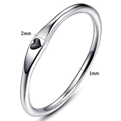 925 Sterling Silver Heart Ring | Minimalist Heart Band Ring for Women