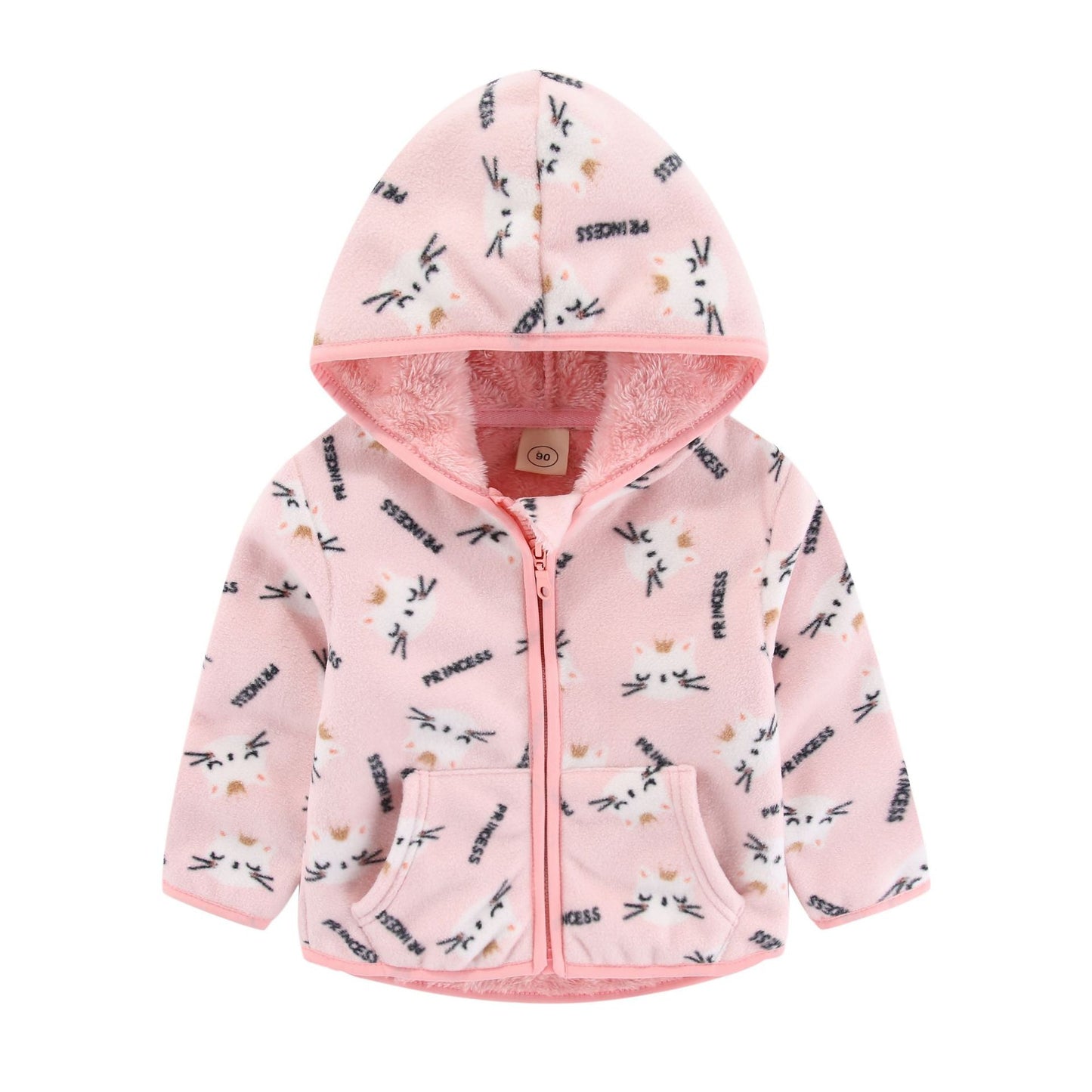 Children's Polar Fleece Zip-Up Jacket | Thick Print Kids Sweatshirt