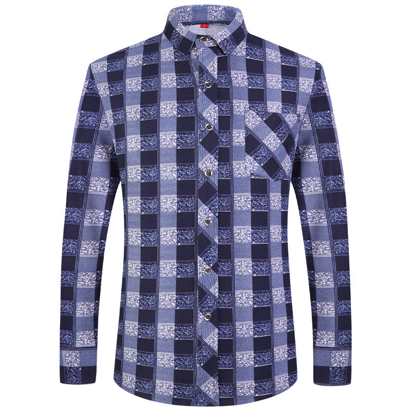 Men's Plaid Long Sleeve Shirt | Slim Fit Business Casual