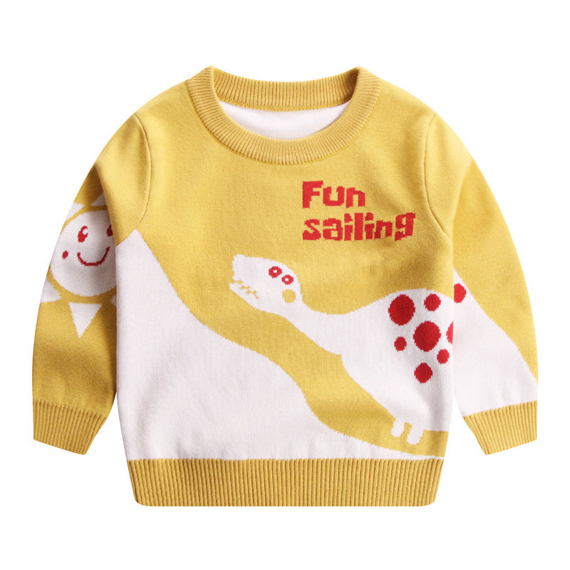 Boys' Cotton Dinosaur Print Sweatshirt | Long Sleeve Kids Top