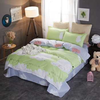 Cartoon Print Twill Polyester Bedding Set – 4-Piece, 17 Colours