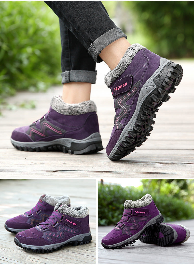 Plush-Lined Winter Couple Shoes - Warm Velvet Thick-Sole Casual Boots