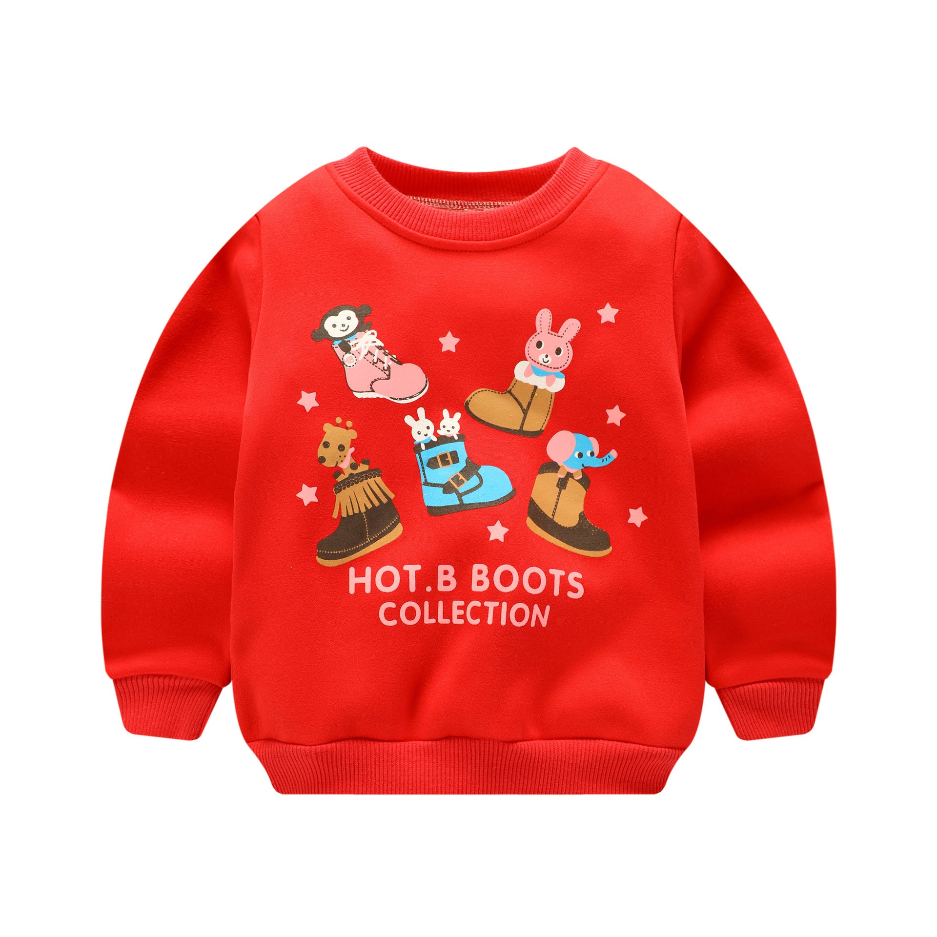 Kids Fleece-Lined Cartoon Print Sweatshirt | Unisex Winter Jumper
