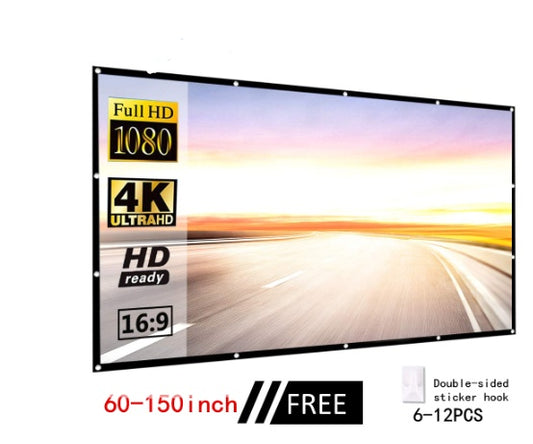Portable Folding Projector Screen 60–150 Inch — 4:3 & 16:9