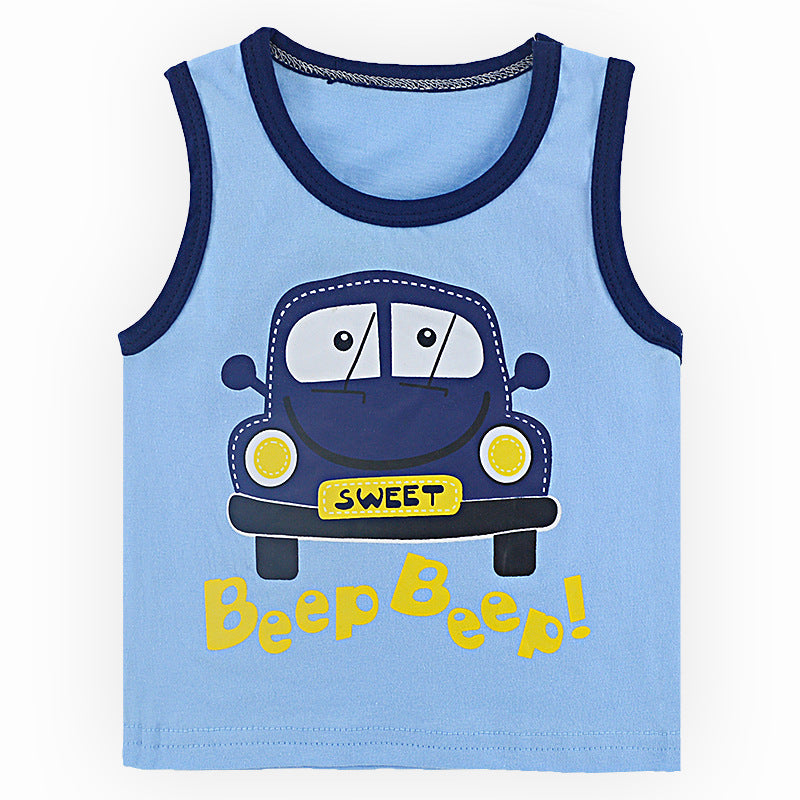 Children's Cartoon Print Cotton Sleeveless Vest | 10 Designs