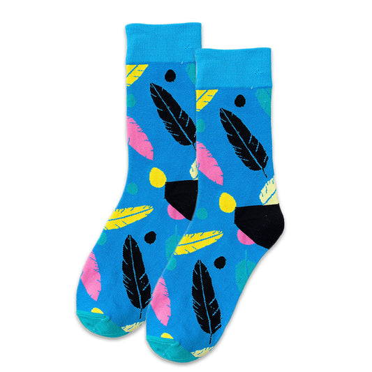 Hip-Hop Leaf Print Cotton Skateboard Socks – Street Style