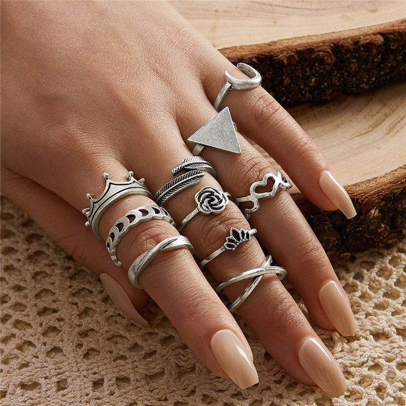Women's Alloy Ring Set with Gemstone Inlay | 26 Designs | Stackable Rings