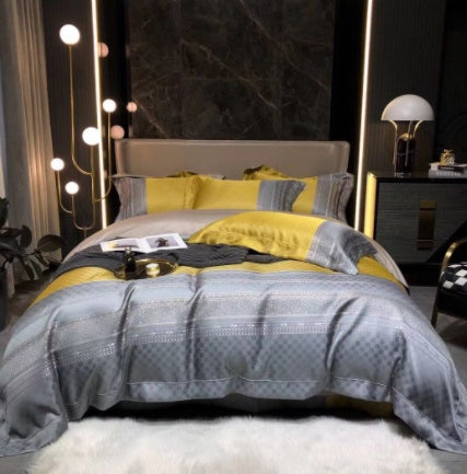 Jacquard & Satin Cotton Bedding Set 4 Piece | 15 Patterns 2 Sizes