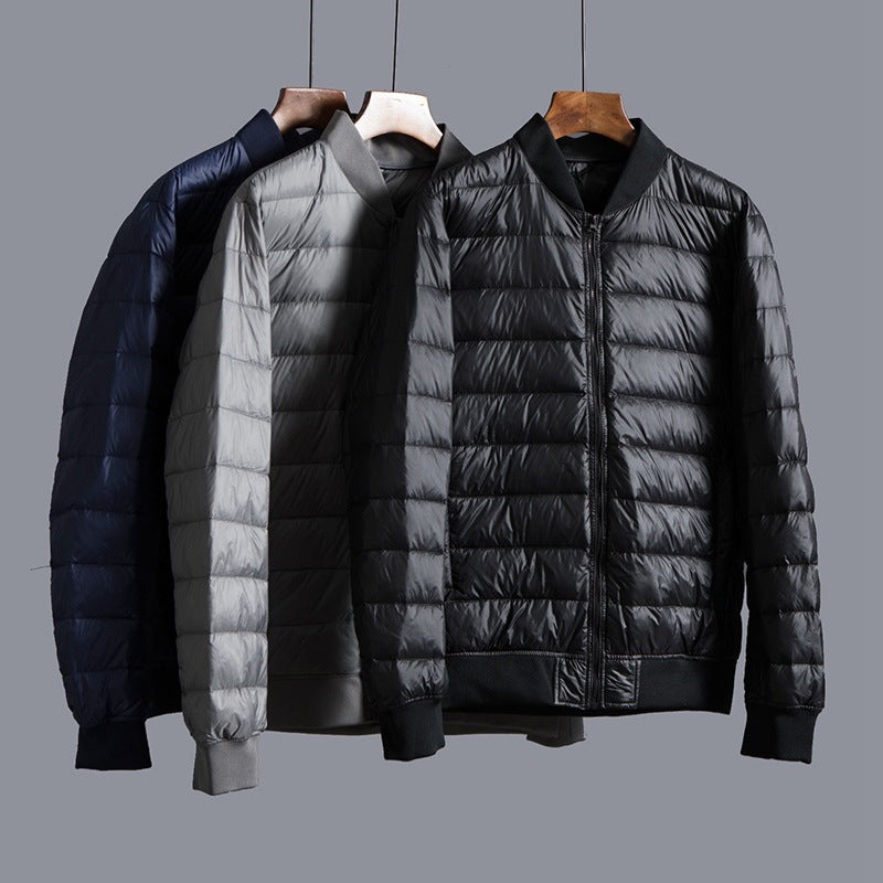 Men's Lightweight Down Jacket - Baseball Collar Casual Winter Coat