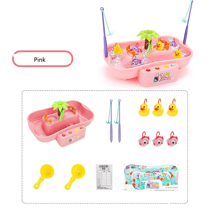 Electric Water Cycle Fishing Toy with Lights & Music