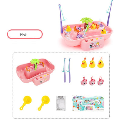 Electric Water Cycle Fishing Toy with Lights & Music