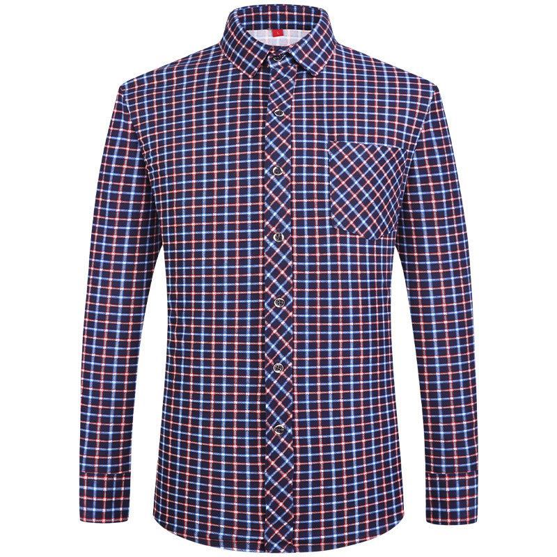 Men's Plaid Long Sleeve Shirt | Slim Fit Business Casual