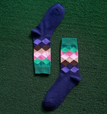 Men’s Cotton Diamond Pattern Long Socks EU 41-46 – 10 Styles
