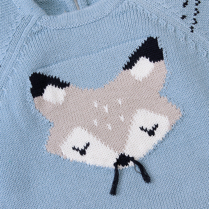 Baby Fox Print Romper | Long Sleeve Cotton Onesie