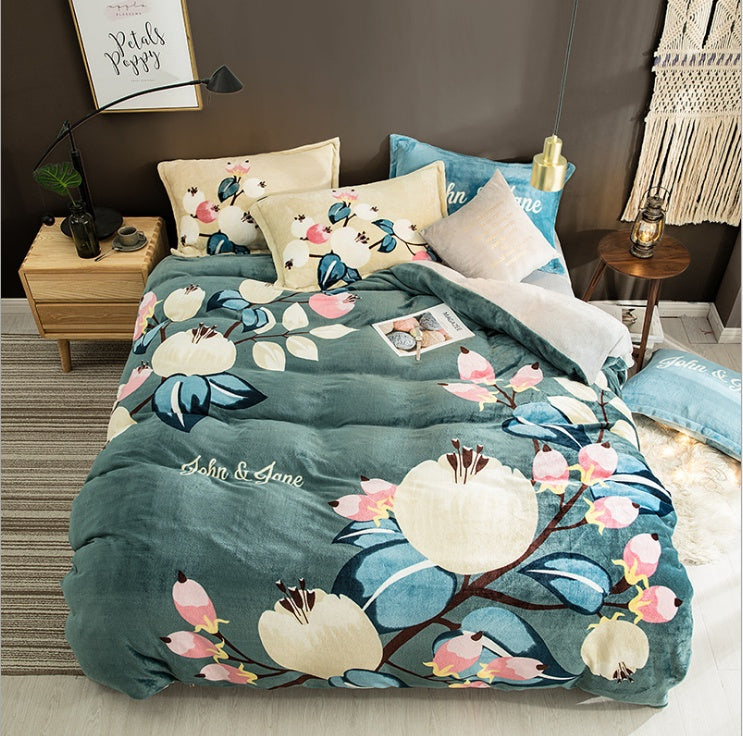 French Velvet Flannel Bedding Set | 4 Piece | 19 Prints