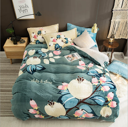 French Velvet Flannel Bedding Set | 4 Piece | 19 Prints