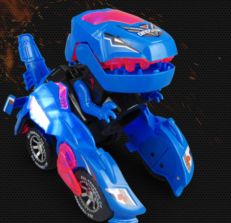 Electric Deformation Dinosaur Toy Car - Light Music Motion Control Blue Red Green