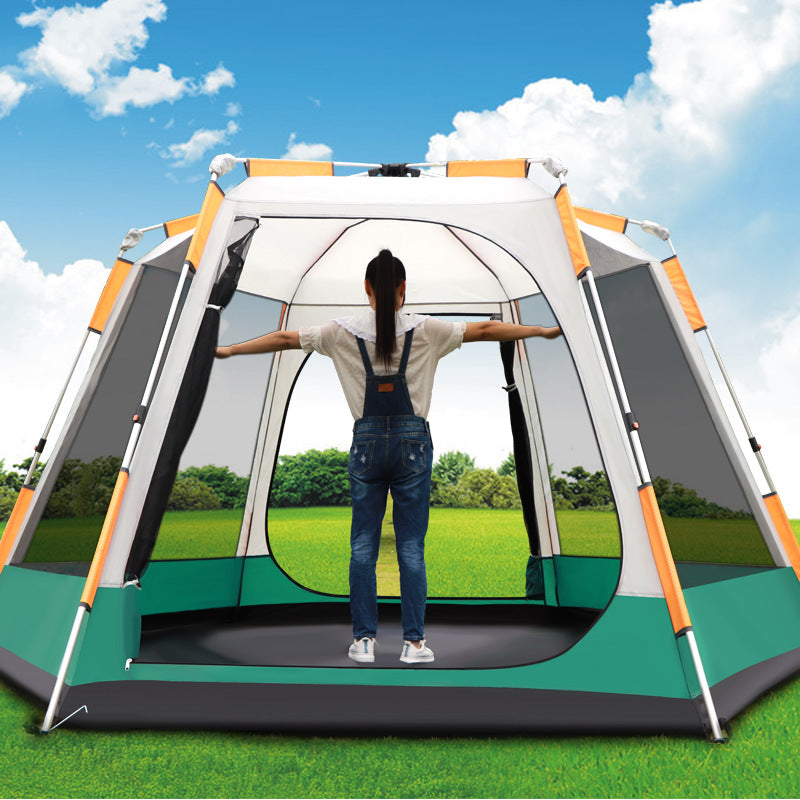 4-6 Person All-Aluminium Hydraulic Frame Camping Tent – 9,673mm Waterproof Snow Skirt Green, Blue & Coffee