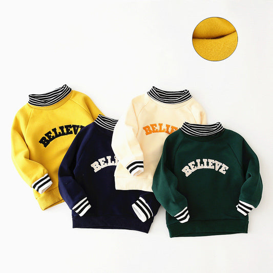 Children's Brushed Letter Print Fake Two-Piece Sweatshirt | Boys & Girls Top