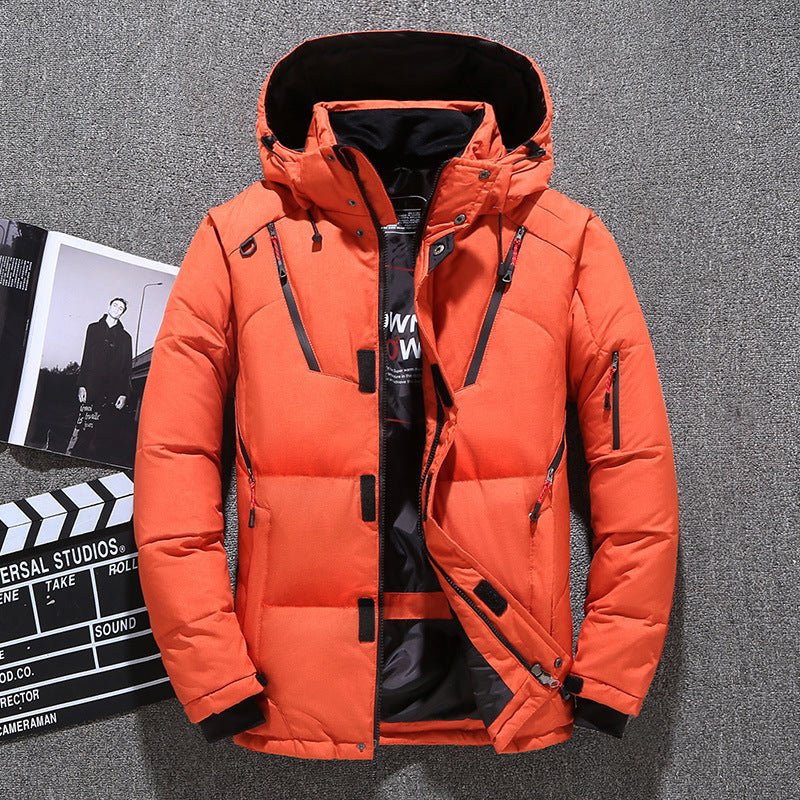 Men's Hooded Down Jacket - Multi-Pocket Thickened Winter Coat