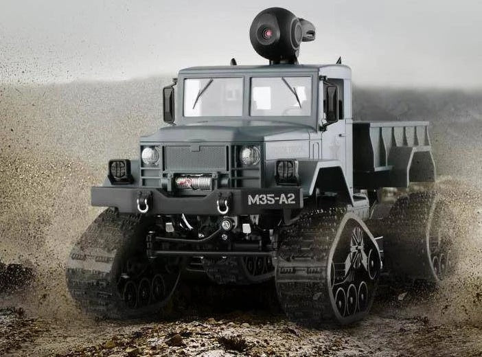 2.4GHz 4WD Military RC Truck – Front Lights, 3kg Load & Camera Option