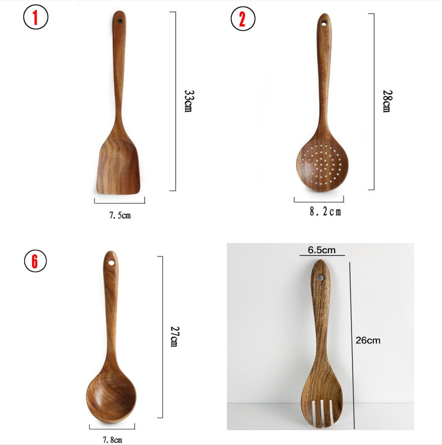 Natural Wood Kitchen Utensil Set