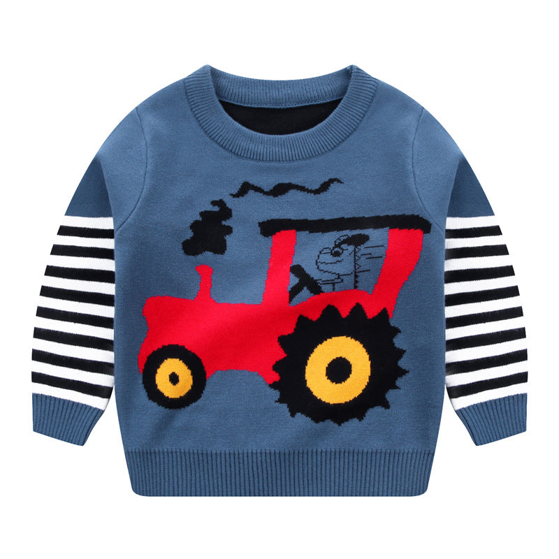 Children's Vehicle & Animal Print Cotton Pullover Sweatshirt | Boys Top