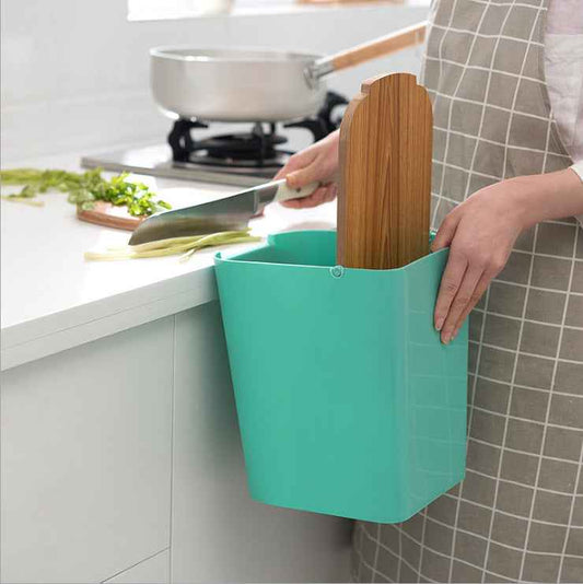 Press-Top Storage Bin with Wooden Lid – 6L PP Waste Bin for Kitchen & Bathroom