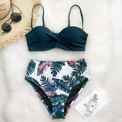 Women's Tropical Print Bikini Set – 4 Styles, Padded